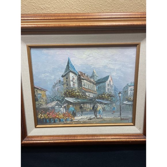 Vintage Burnett Oil Painting Paris Street Scene City Scene - Picture 2 of 8